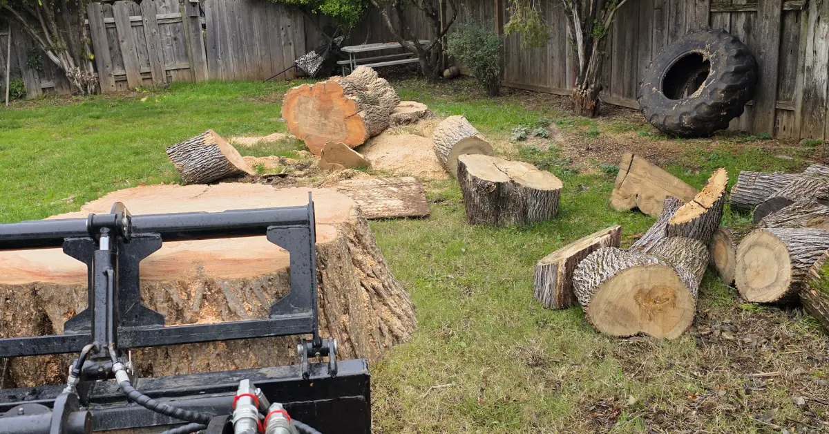 Stump grinding on a Chico, CA residential property by Over The Top Tree Service